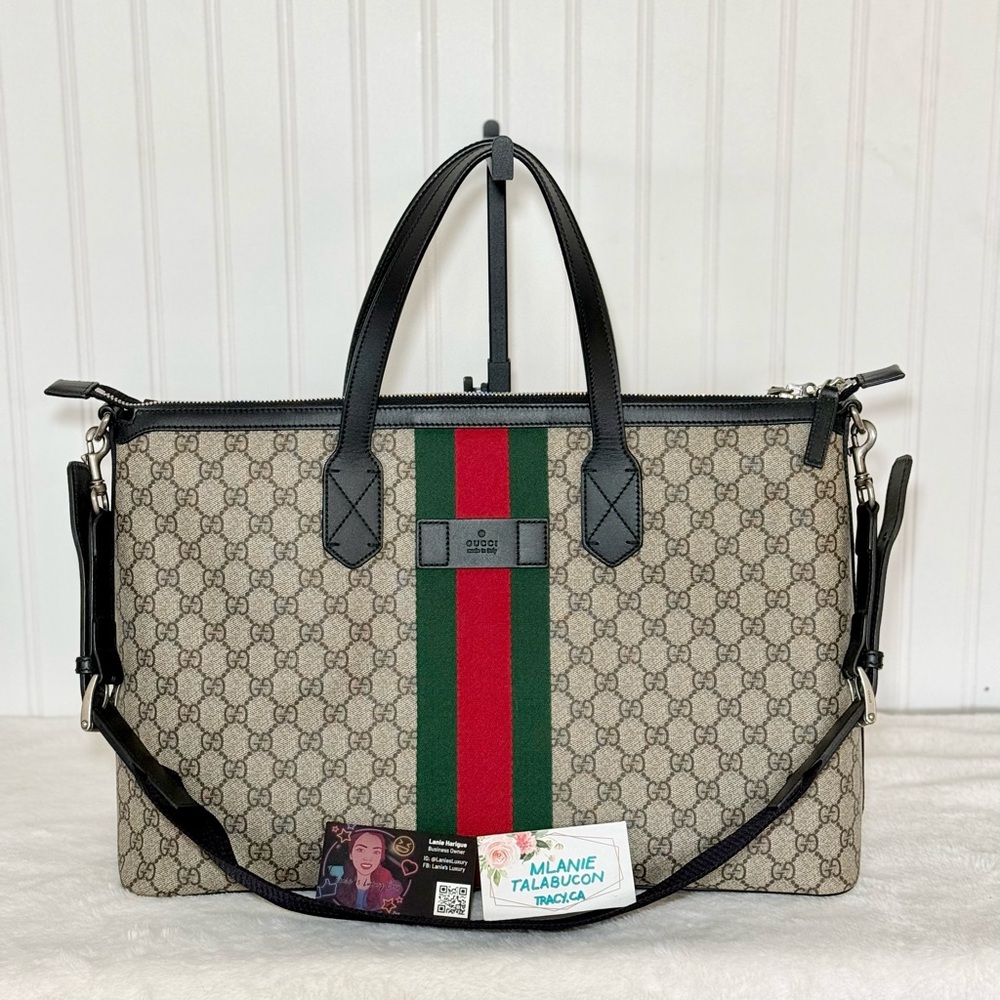 Gucci Brown GG Supreme Briefcase Zipped Tote 359261